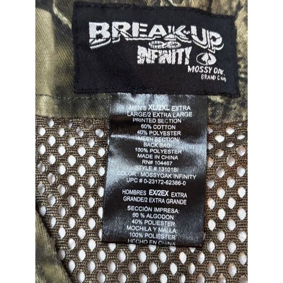 Mossy Oak Break-Up Infinity Vest Mens XL  2XL Camo Mesh Shooting Outdoor Hunting - Picture 4 of 8